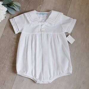 White Heirloom Romper Creeper Sailor Feltman Brother 6 Month Beach Portrait RARE